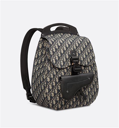 Mochila Dior 8 Dior Oblique en jacquard beige y negro.